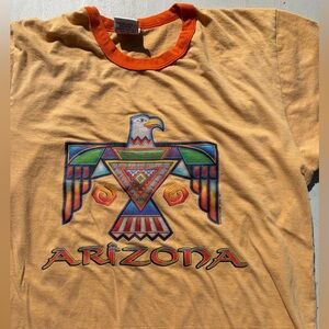 Women's Teenage Millionaire T-Shirt Yellow Spell-Out M Ringer Hippy Arizona Y2K
